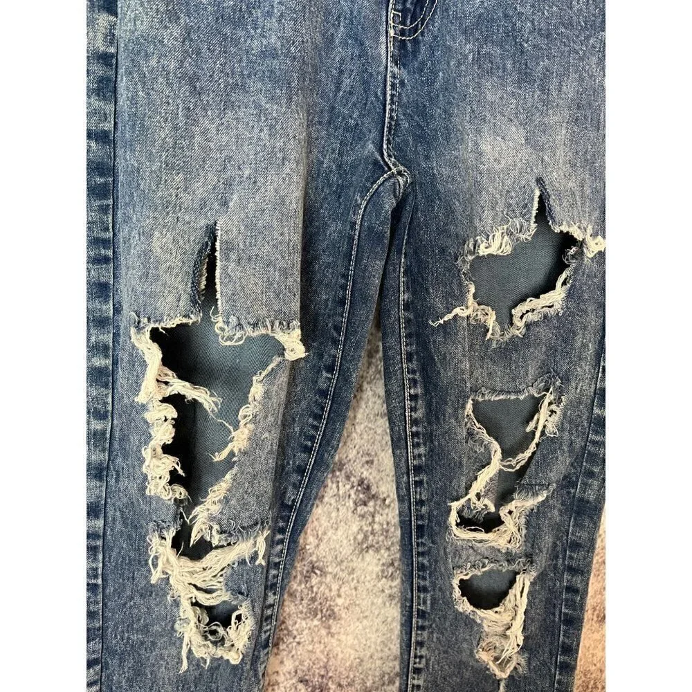 So High Rise Mom Jean Blue Denim Ultra Deconstructed Straight Tapered Jeans 0/24